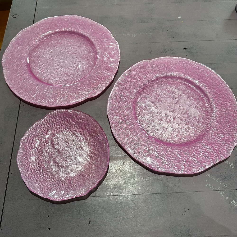 2 Large Shimmery Pink and 1 Small serving plates